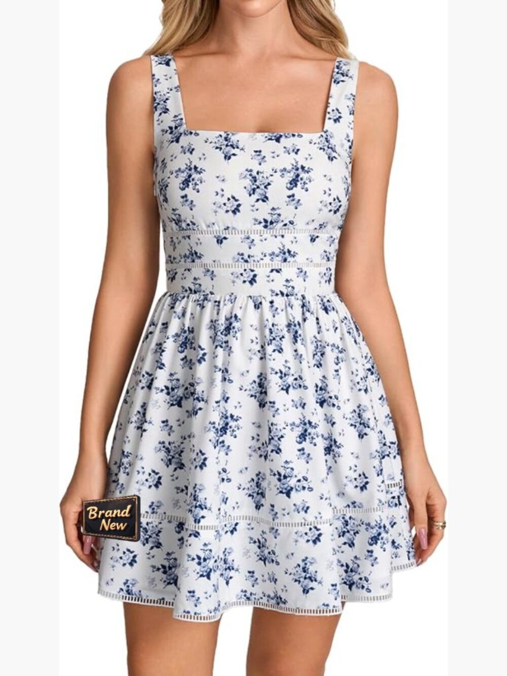 Floral Corset Mini Dress Square Neck A-Line Summer Party